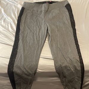 Grey slacks with lace detail